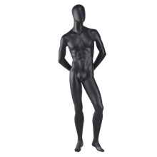 Sports clothes shop display egg head big muscle sex fiberglass full body matte black male mannequin